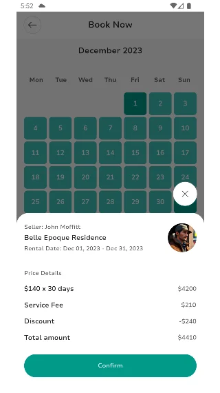 Hourly slot selector and checkout