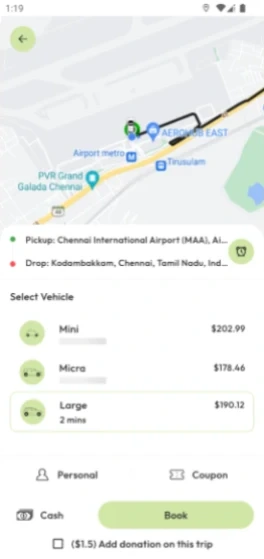 Digital taxi meter screen