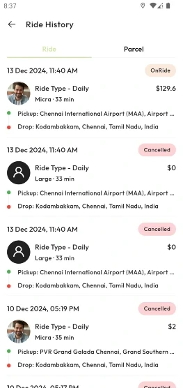 Taxi digital invoice